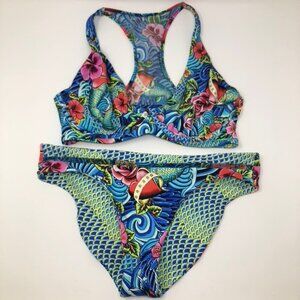 NWT Luli Fama Two Piece Bikini Swimsuit Size M Reversible